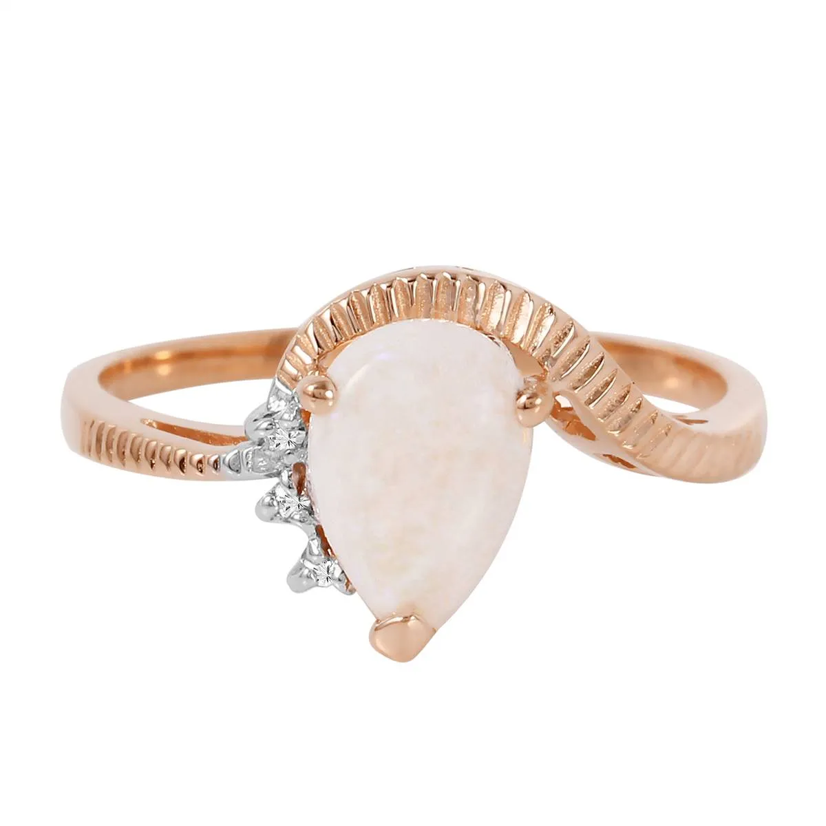 0.79 Carat 14K Solid Rose Gold Azur Opal Diamond Ring