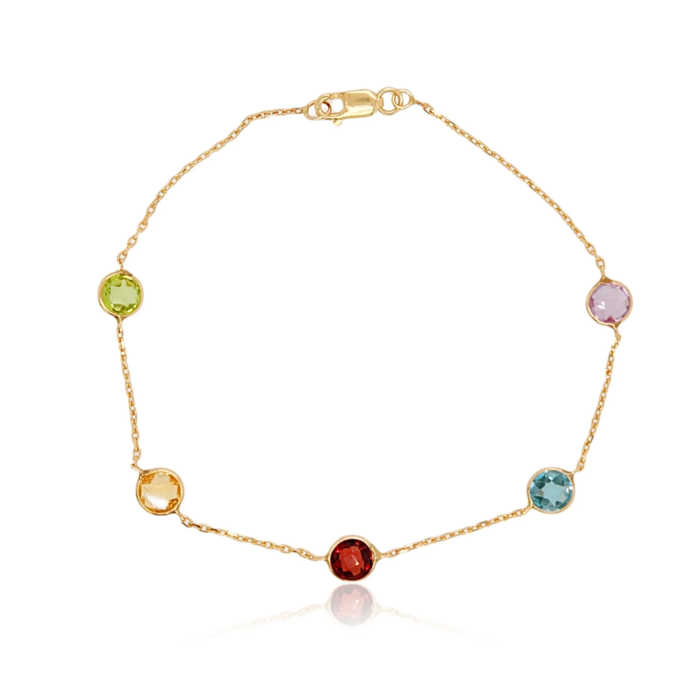 14K 5mm Multicolor Gemstone Bracelet