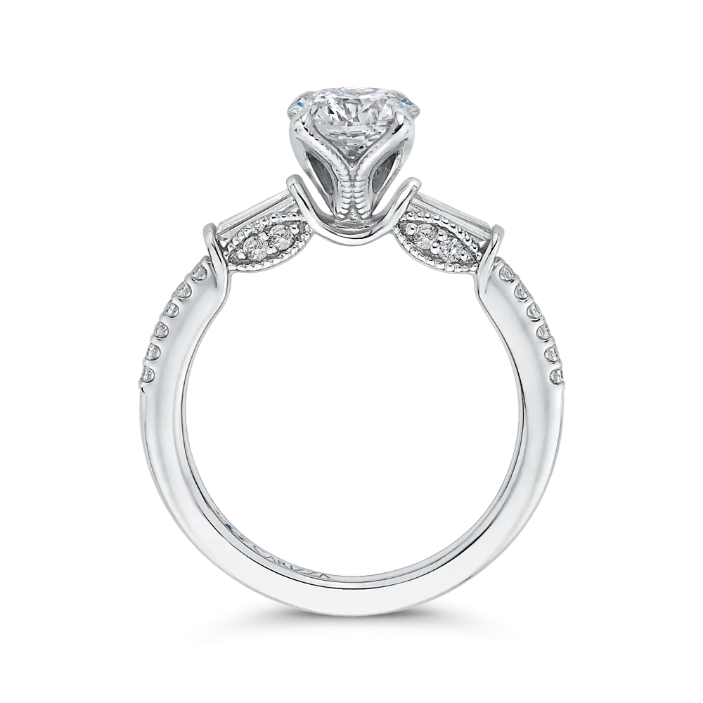 14K White Gold Round Diamond Engagement Ring (Semi Mount)