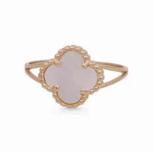 14K Yellow Gold Women’s Mother of Pearl Clover Ring / Size: 7 / Weight: 2.1GR / BOWR4CLV-12
