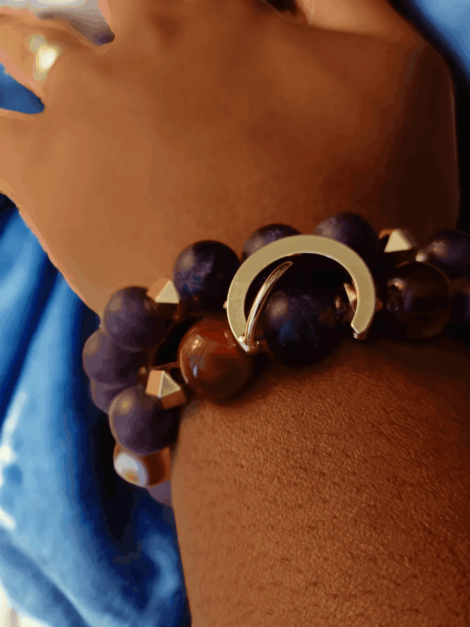 Agate & Amethyst Bead  Bracelet