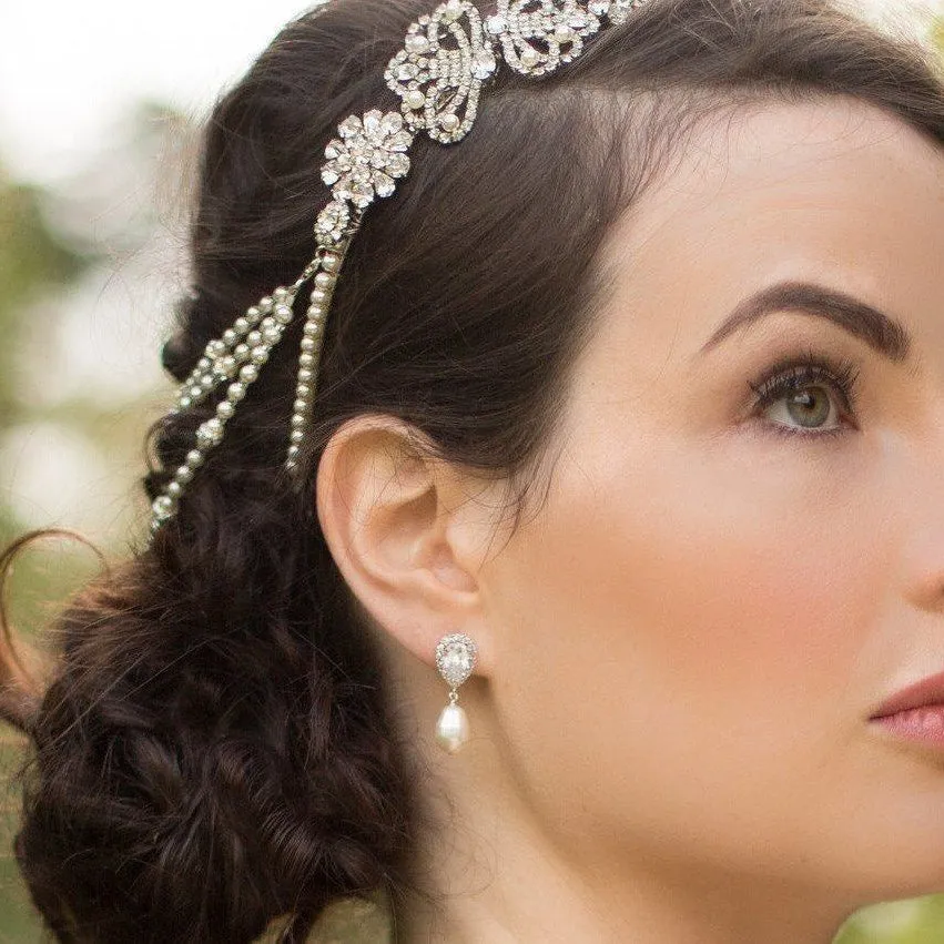 Alisha, Teardrop Pearl Silver Earrings