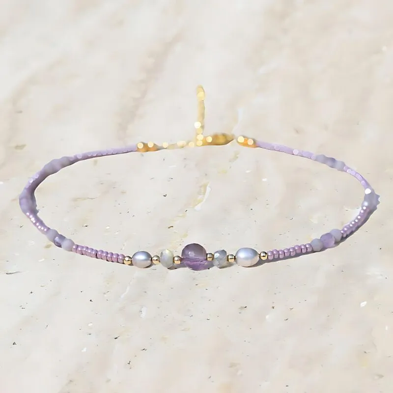 Amethyst and Pearl Anklet