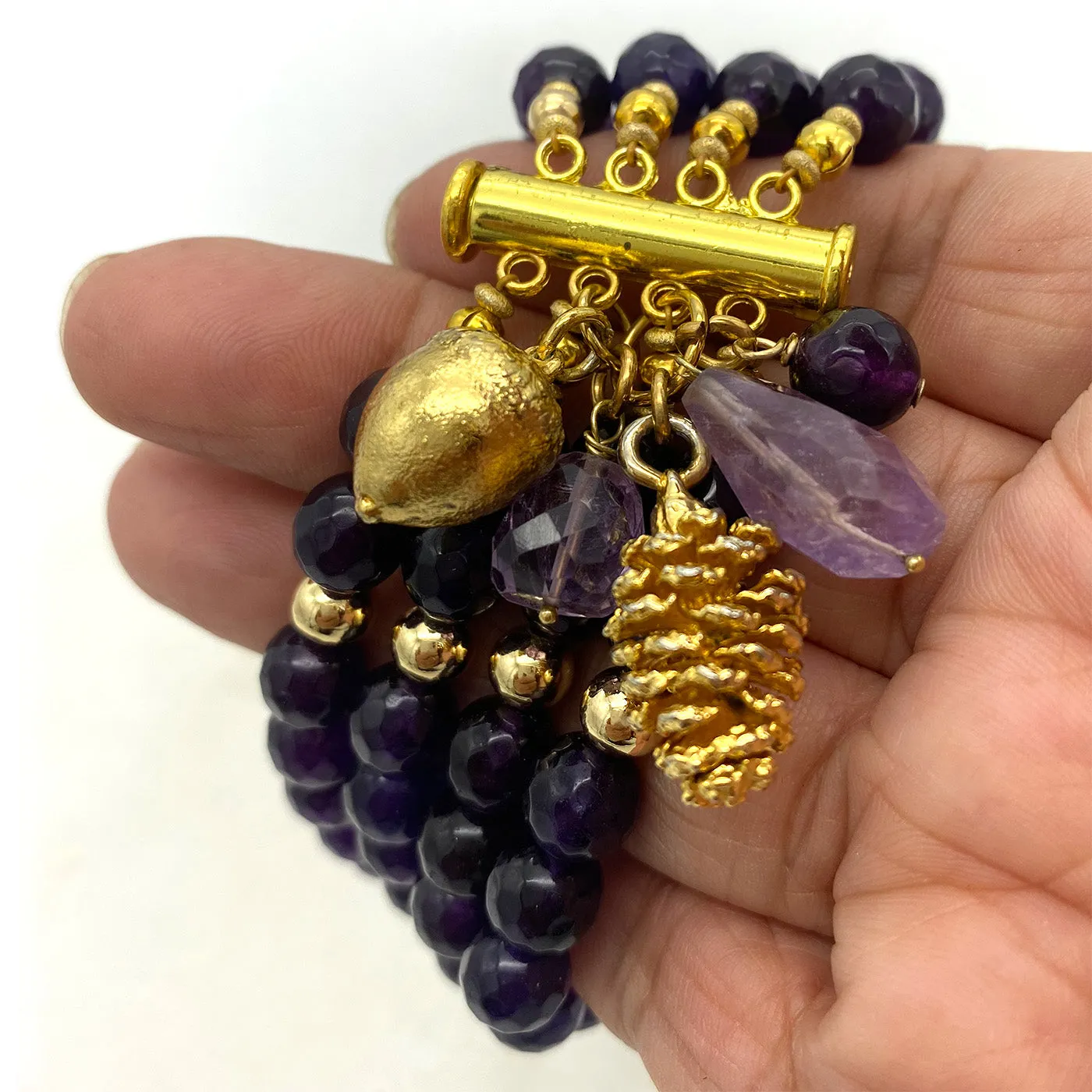 Amethyst Multipal Strand Bracelet