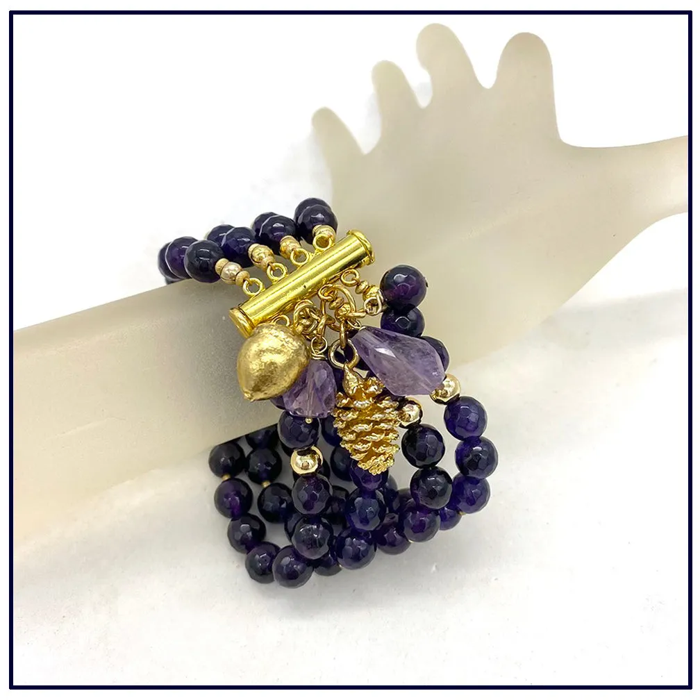 Amethyst Multipal Strand Bracelet