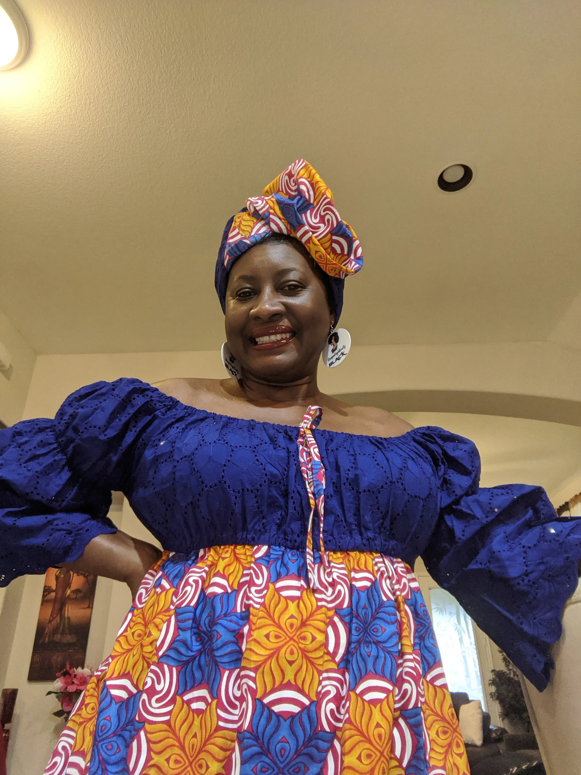 Ankara-Stone Lace Dress Long