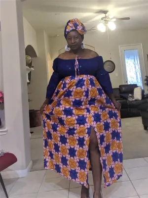 Ankara-Stone Lace Dress Long