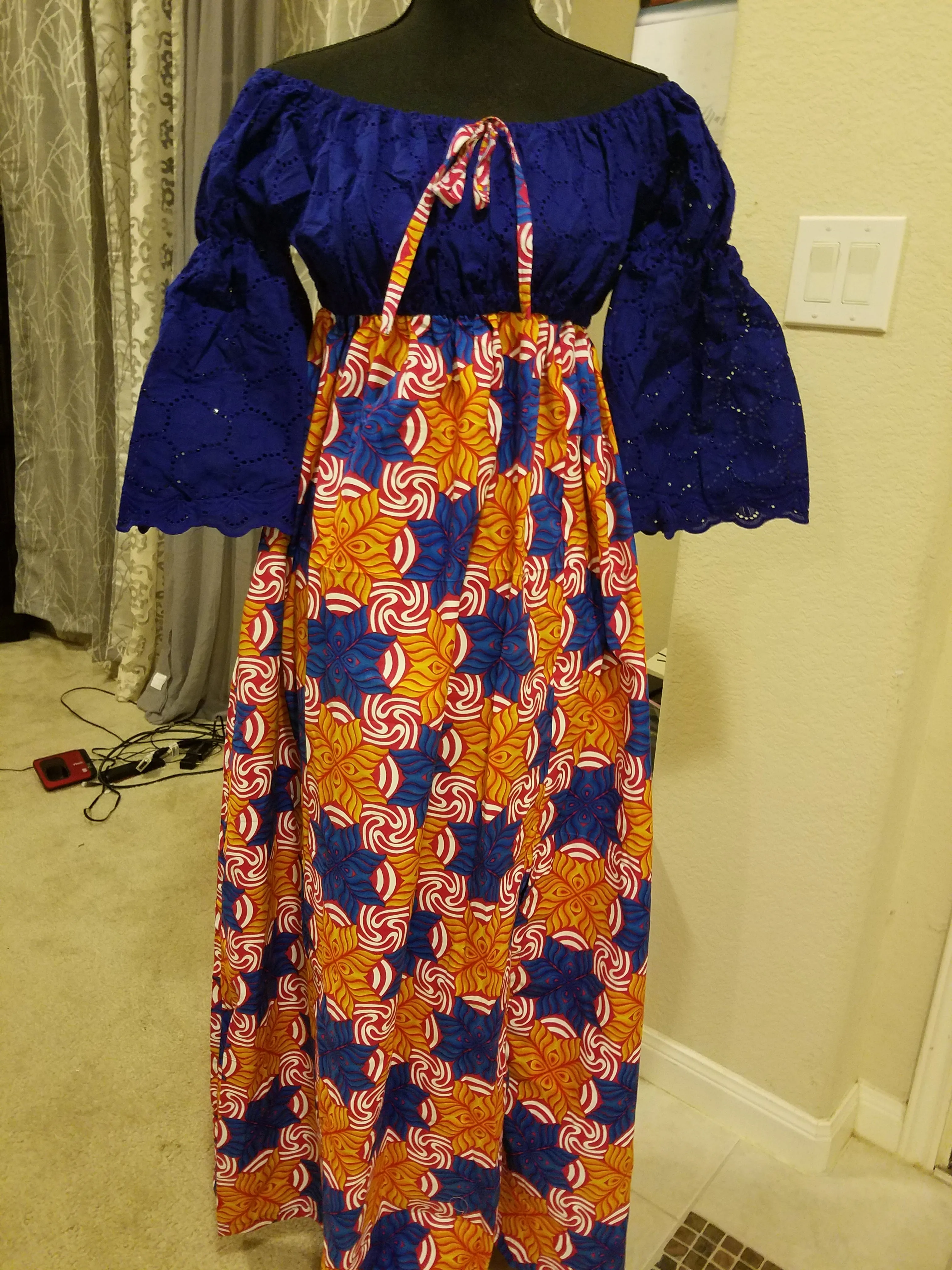 Ankara-Stone Lace Dress Long