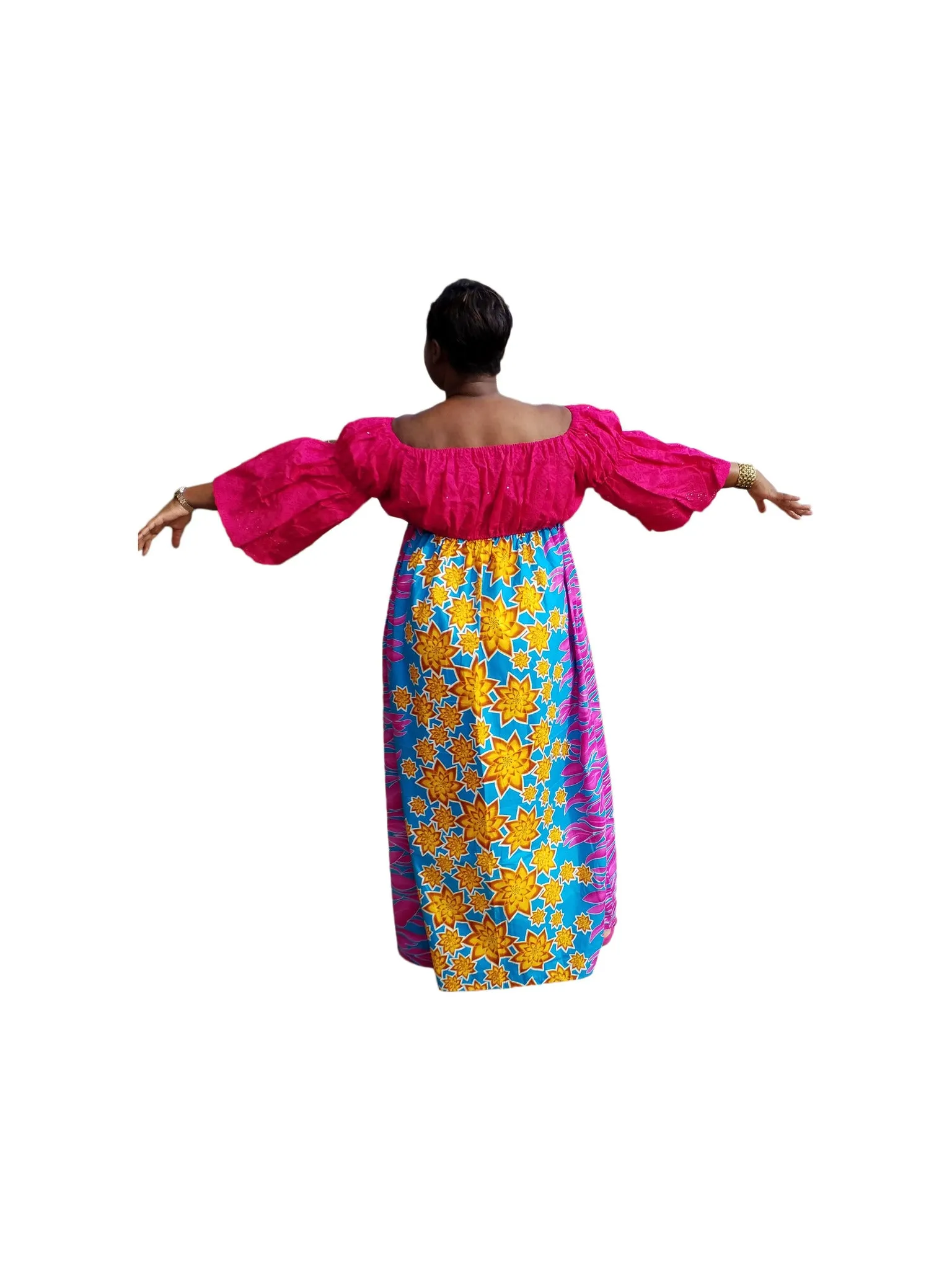 Ankara-Stone Lace Dress Long