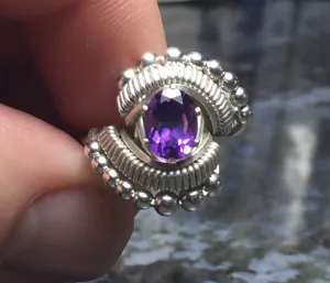 Beaded Oval Amethyst Ring