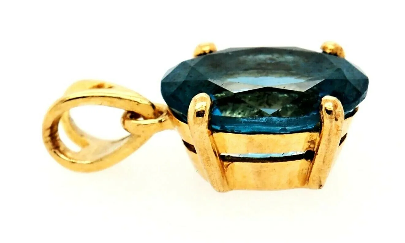 Blue Spinel 9ct Yellow Gold Pendant