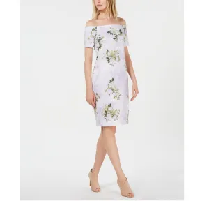 Calvin Klein Women's Off-The-Shoulder Floral Scuba Sheath Dress
