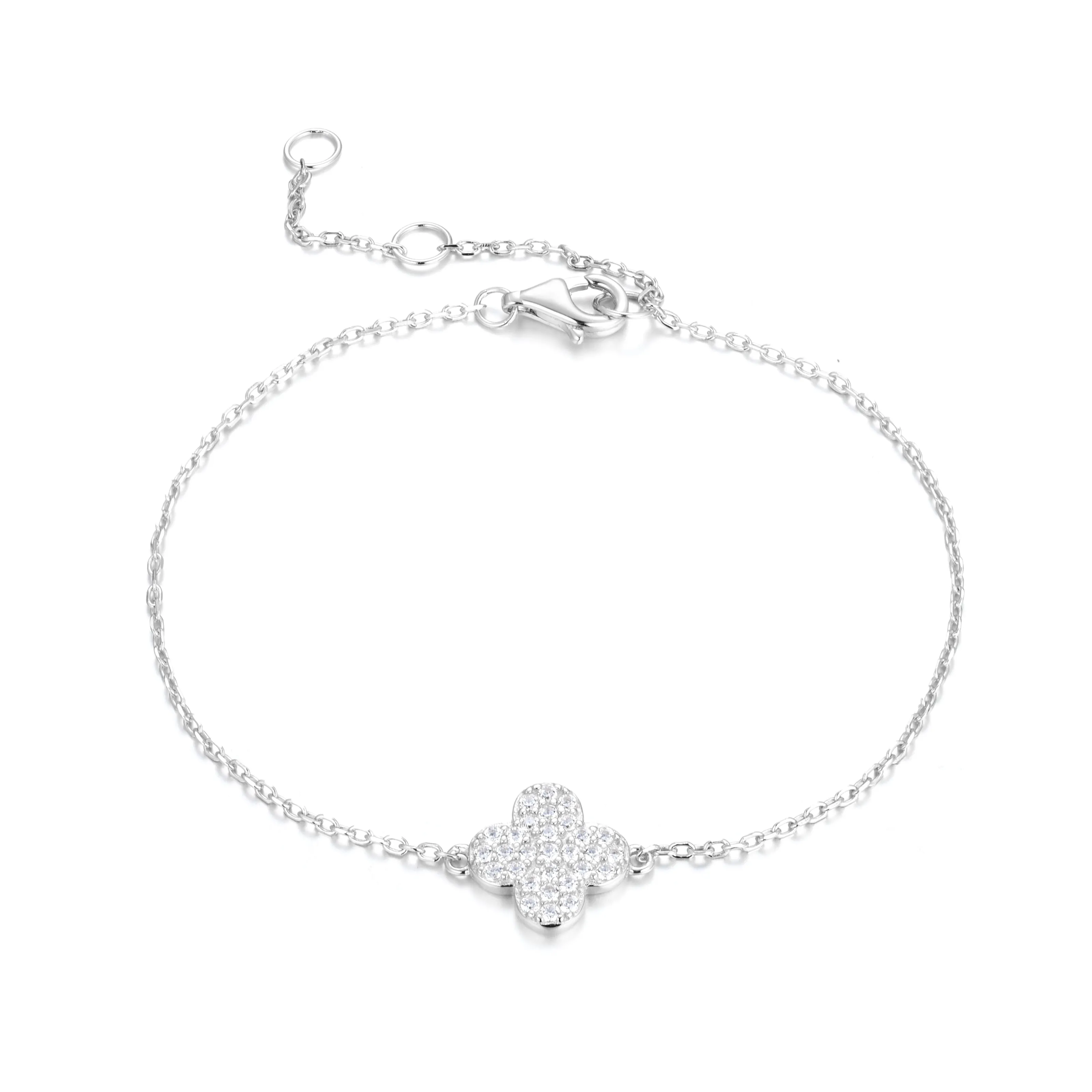 CARMEN CRYSTAL CLOVER SILVER BRACELET