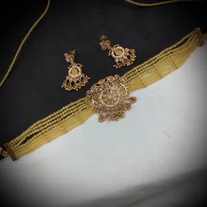 Choker Gold Look Necklace Set 3576-28