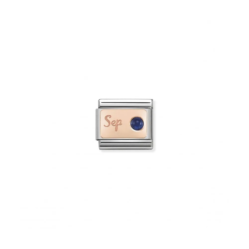 Classic September Birthday Link - Rose Gold/Sapphire - 430508/09