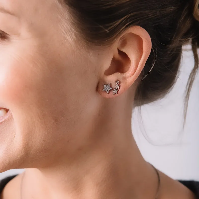 Diamond Pavé Single and Triple Star Earrings