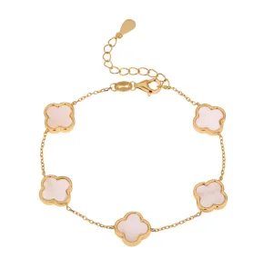 ELLIE MOTHER OF PEARL FIVE CLOVER ROSE GOLD BRACELET