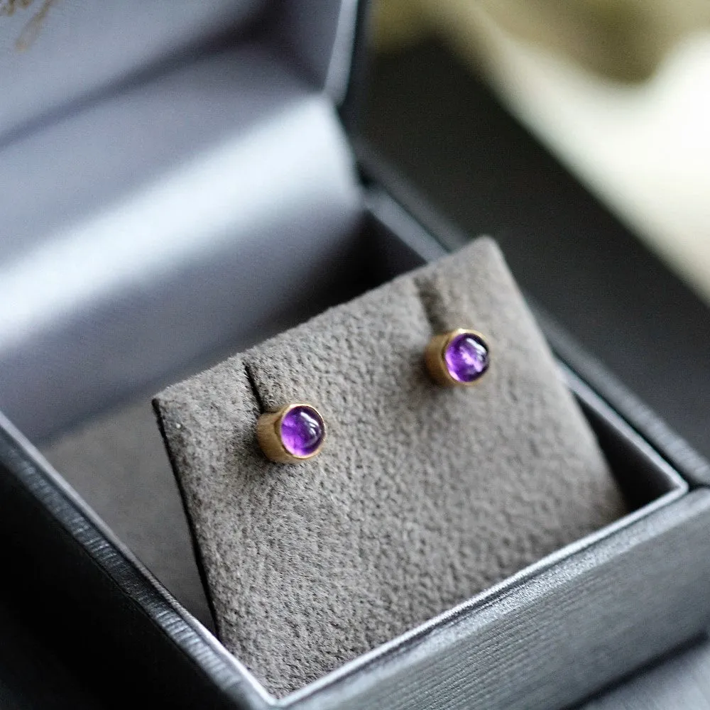 Gold Wild Flower Amethyst Earrings