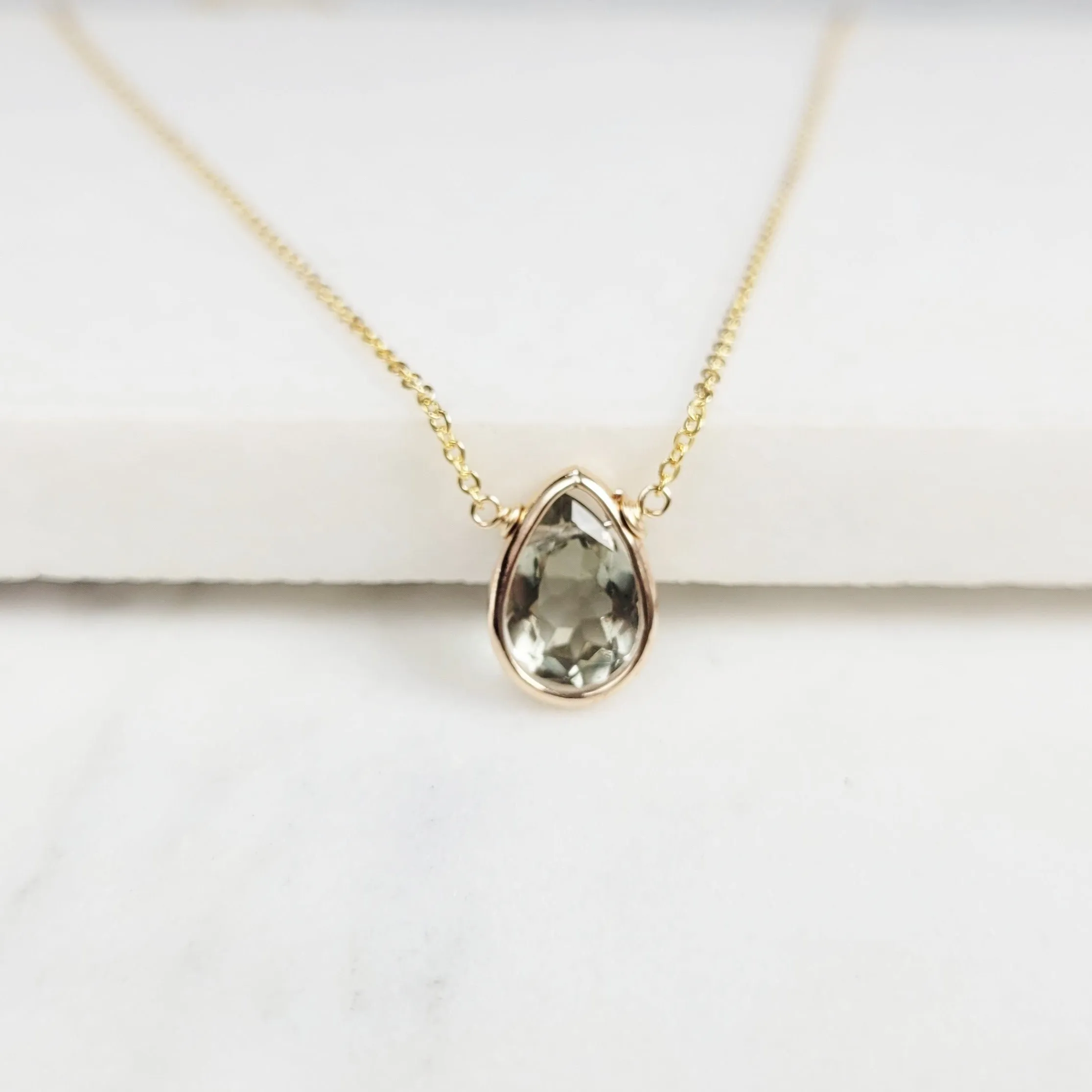 Green Amethyst Briolette Pendant Necklace