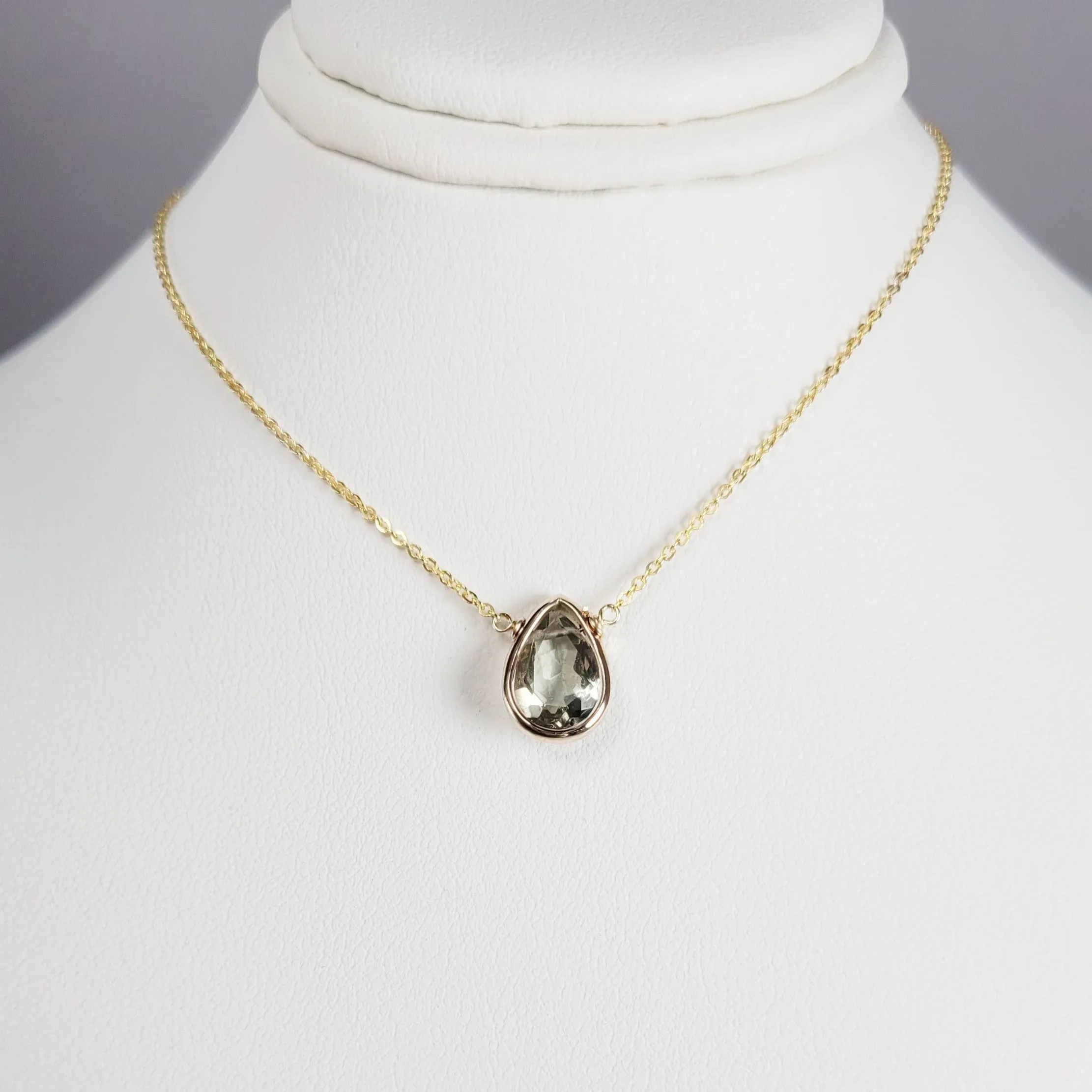 Green Amethyst Briolette Pendant Necklace