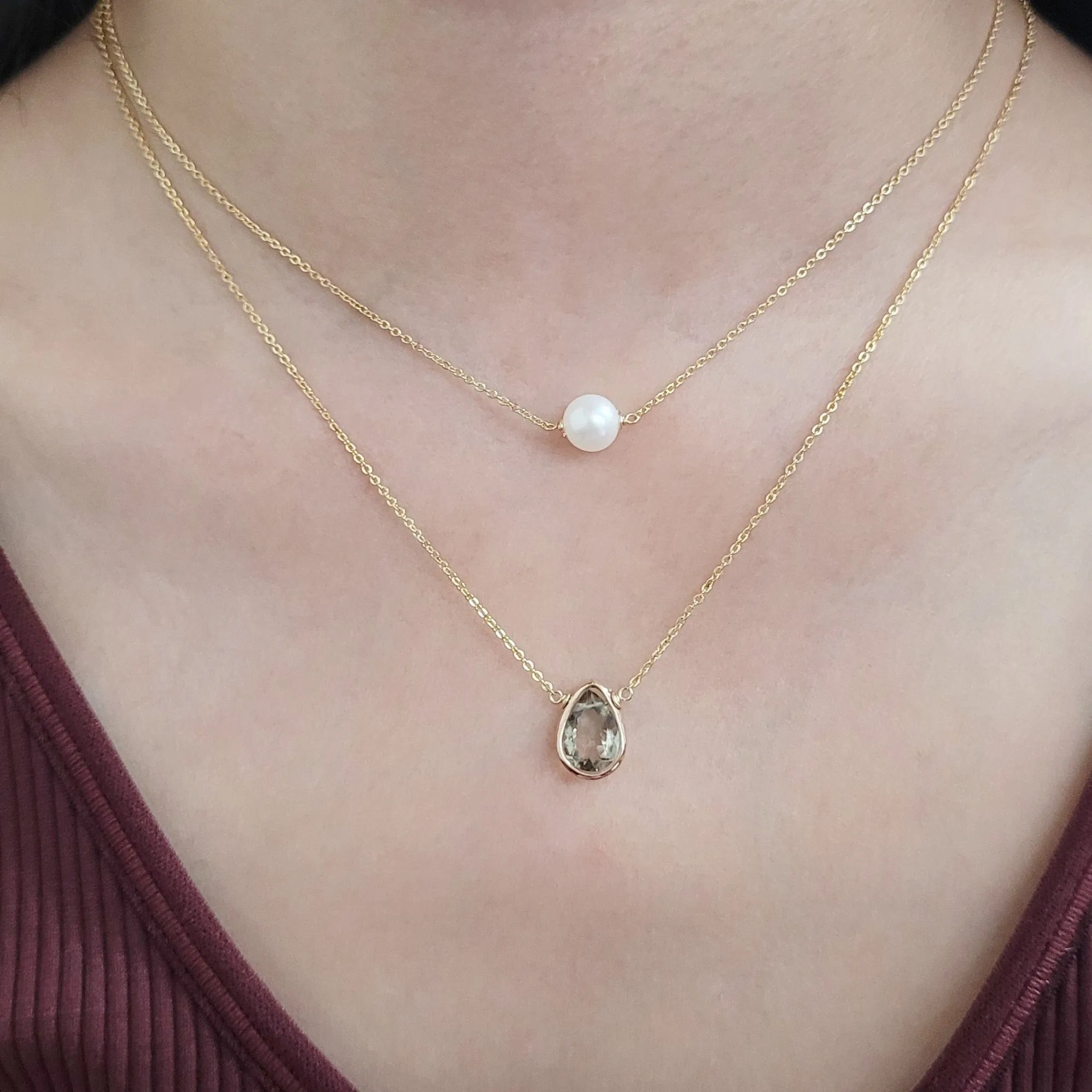 Green Amethyst Briolette Pendant Necklace
