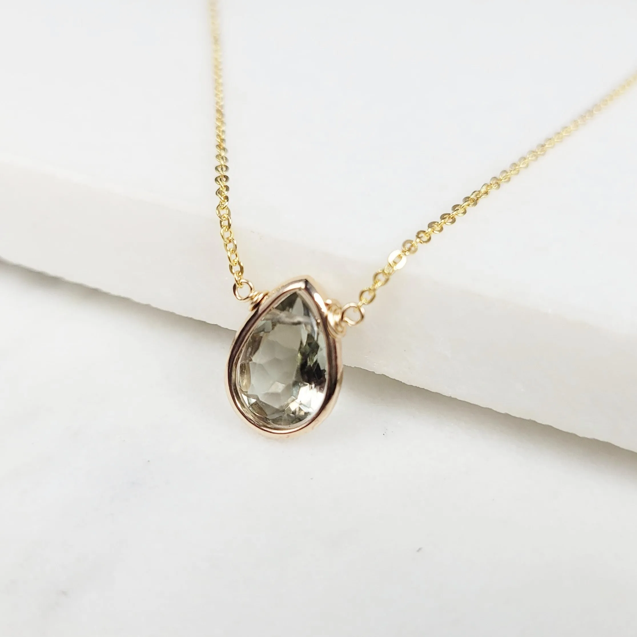Green Amethyst Briolette Pendant Necklace