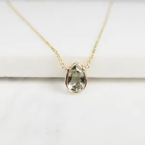 Green Amethyst Briolette Pendant Necklace