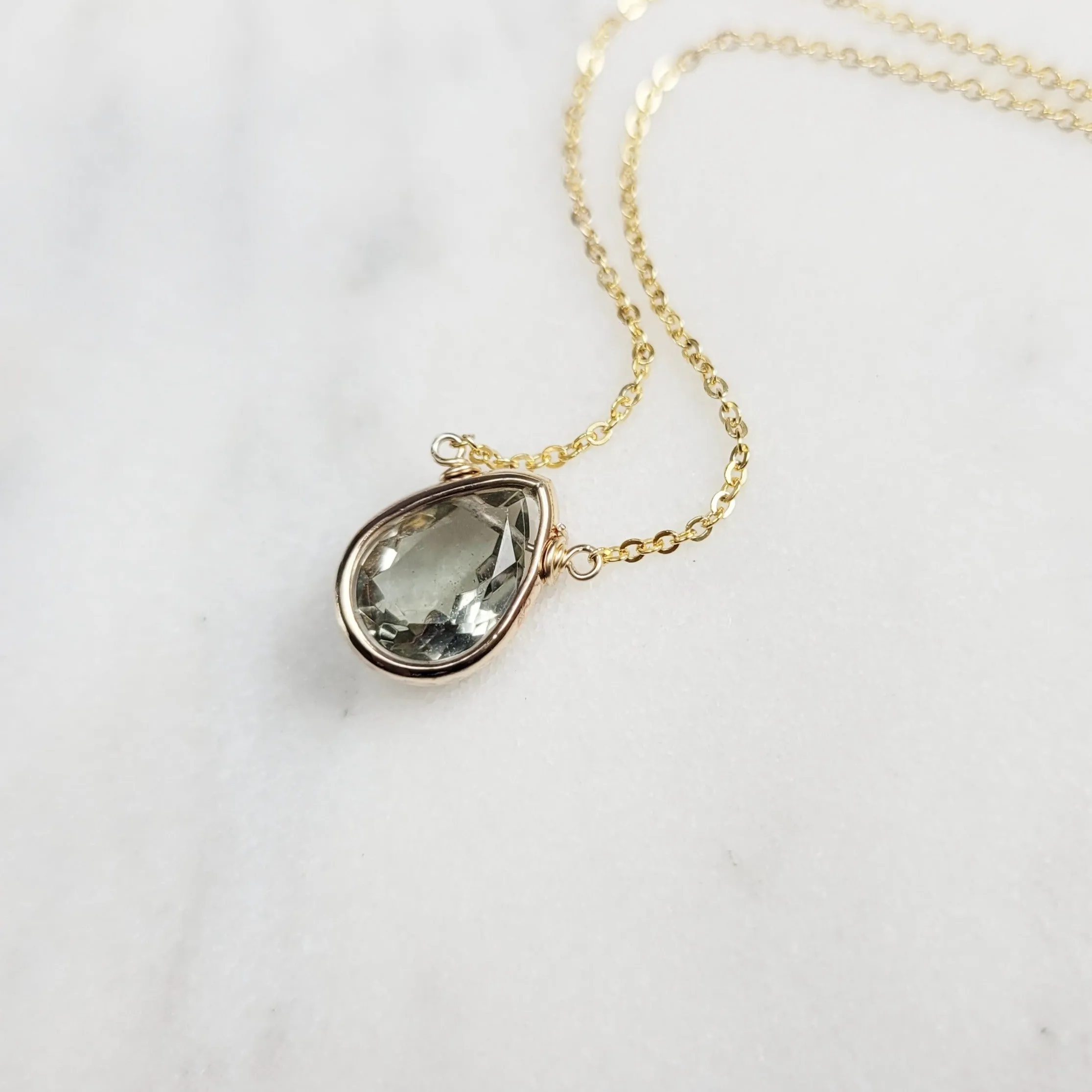 Green Amethyst Briolette Pendant Necklace