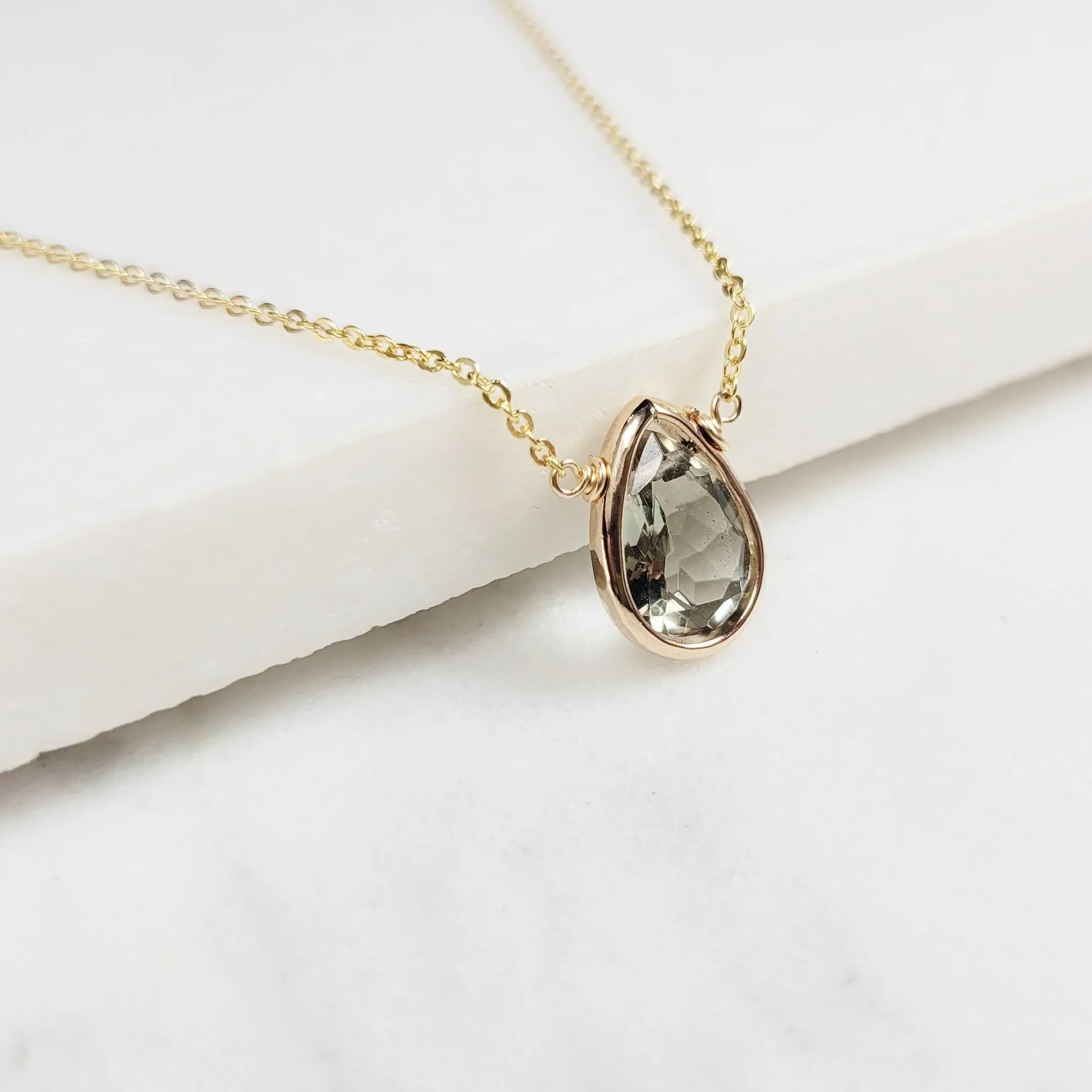 Green Amethyst Briolette Pendant Necklace