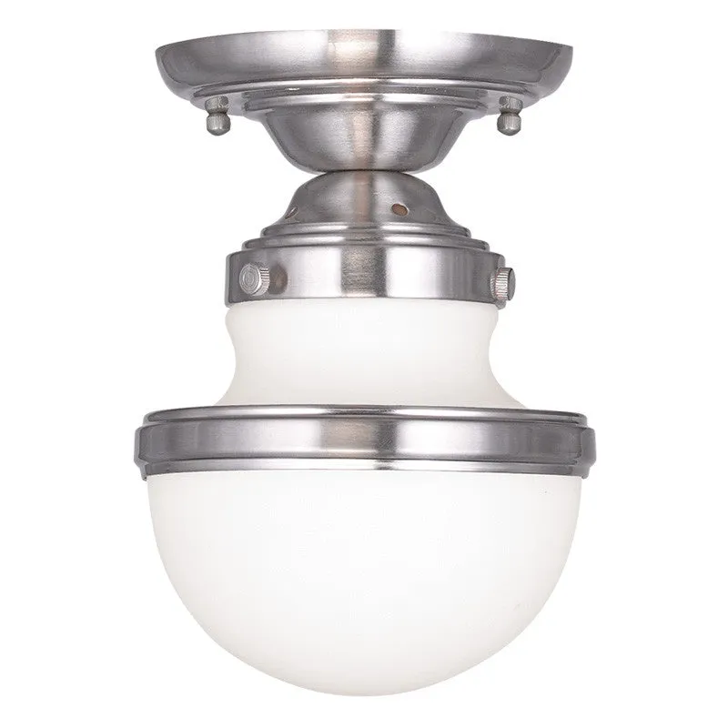 Livex Oldwick 1 Light Brushed Nickel Ceiling Mount - C185-5720-91