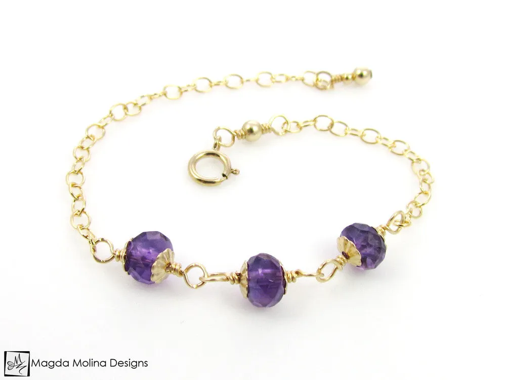 Mini Goddess (children) Triple Amethyst Bracelet