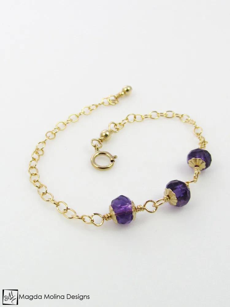 Mini Goddess (children) Triple Amethyst Bracelet