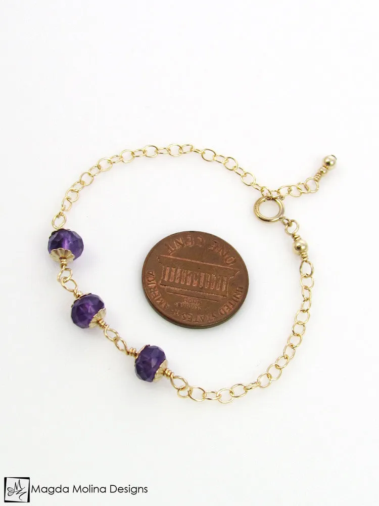Mini Goddess (children) Triple Amethyst Bracelet