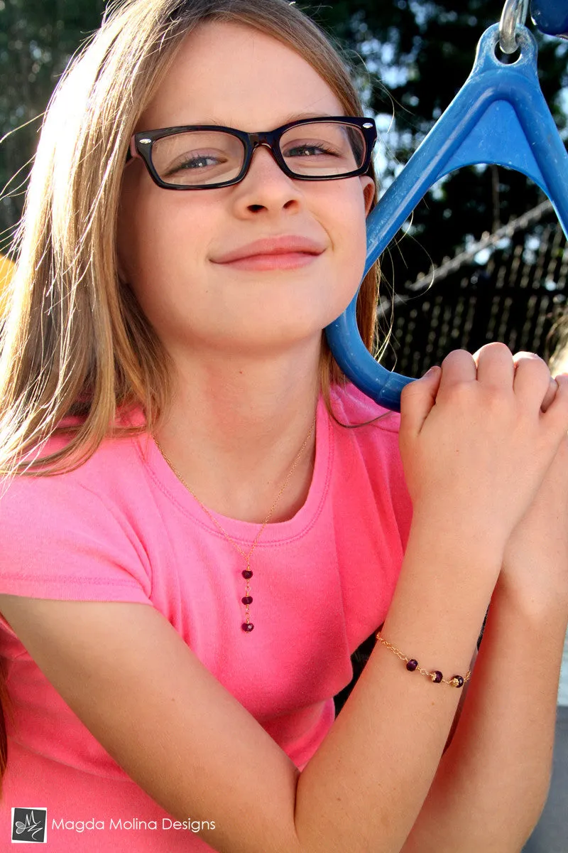 Mini Goddess (children) Triple Amethyst Bracelet
