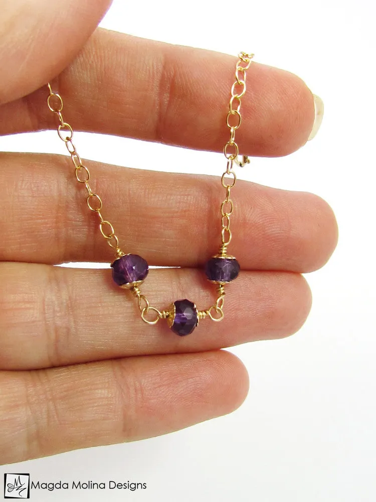 Mini Goddess (children) Triple Amethyst Bracelet