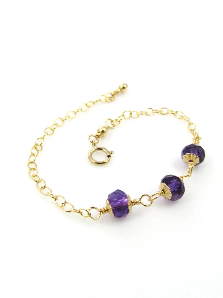 Mini Goddess (children) Triple Amethyst Bracelet