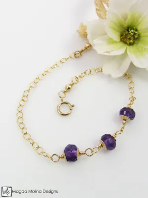 Mini Goddess (children) Triple Amethyst Bracelet