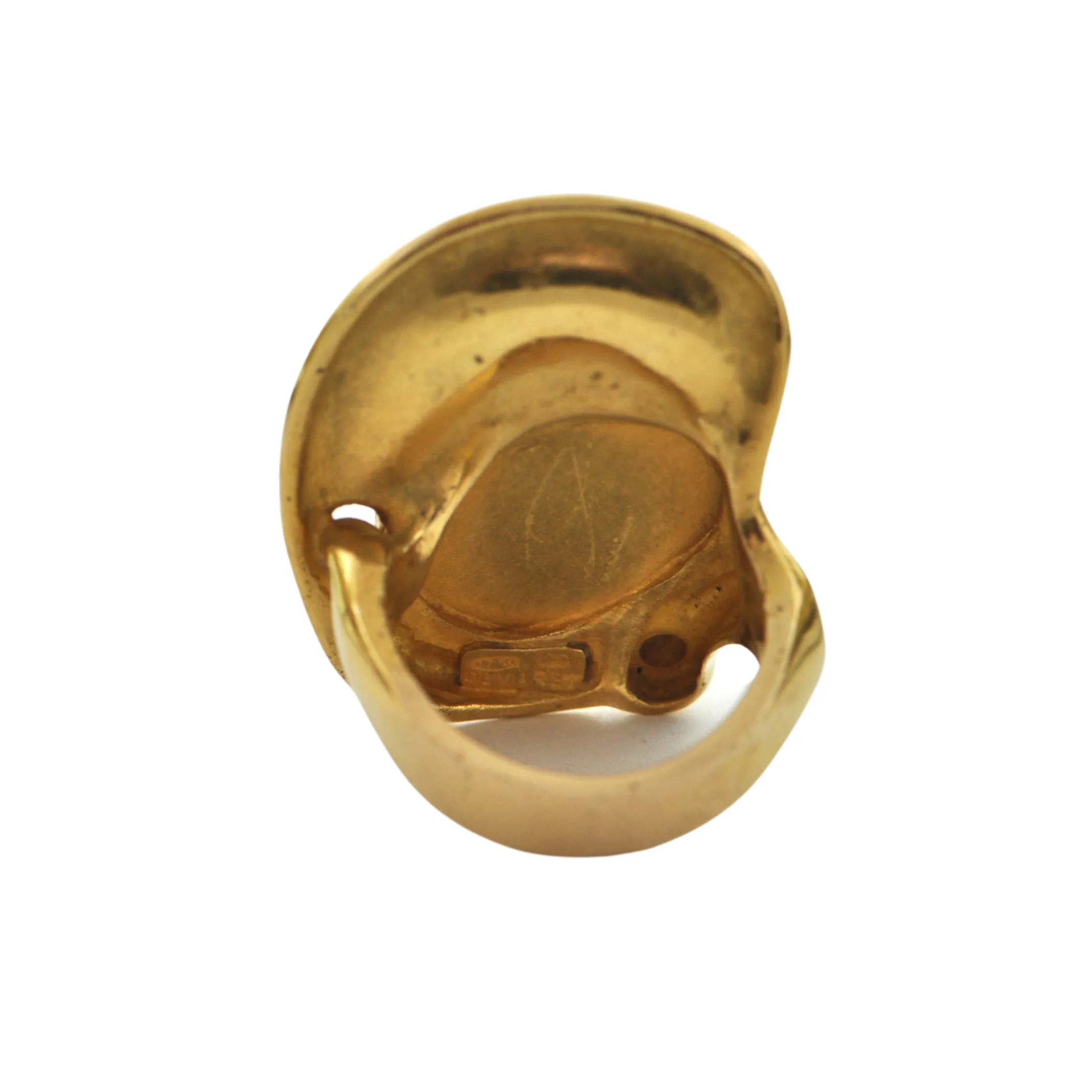 Modernist 'Demaret' White Fire Opal and Diamond 18K Yellow Gold Ring