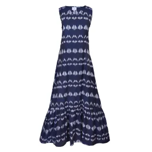 Mumbai Cotton Ikat Mermaid Dress Handwoven Sleeveless FINAL SALE
