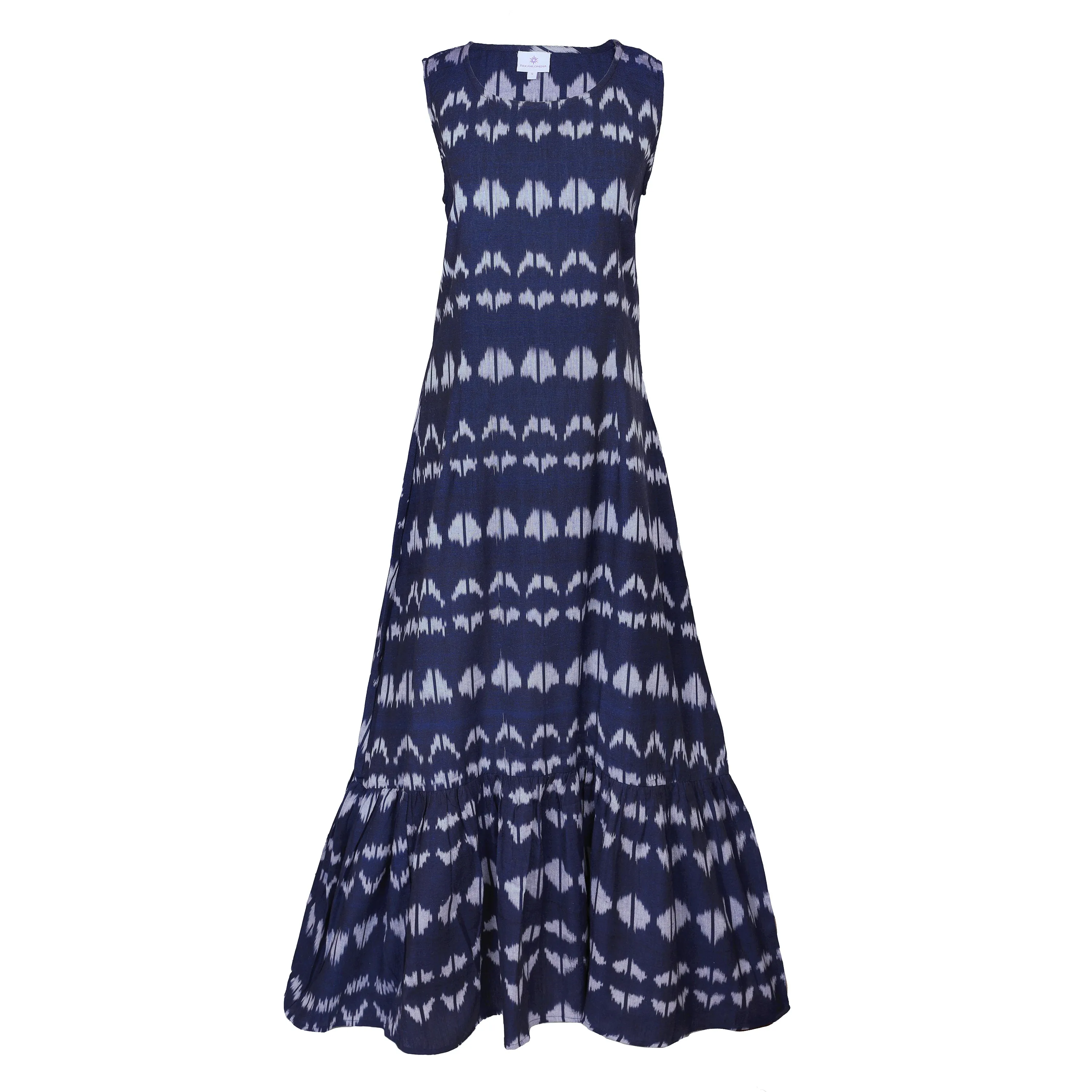 Mumbai Cotton Ikat Mermaid Dress Handwoven Sleeveless FINAL SALE