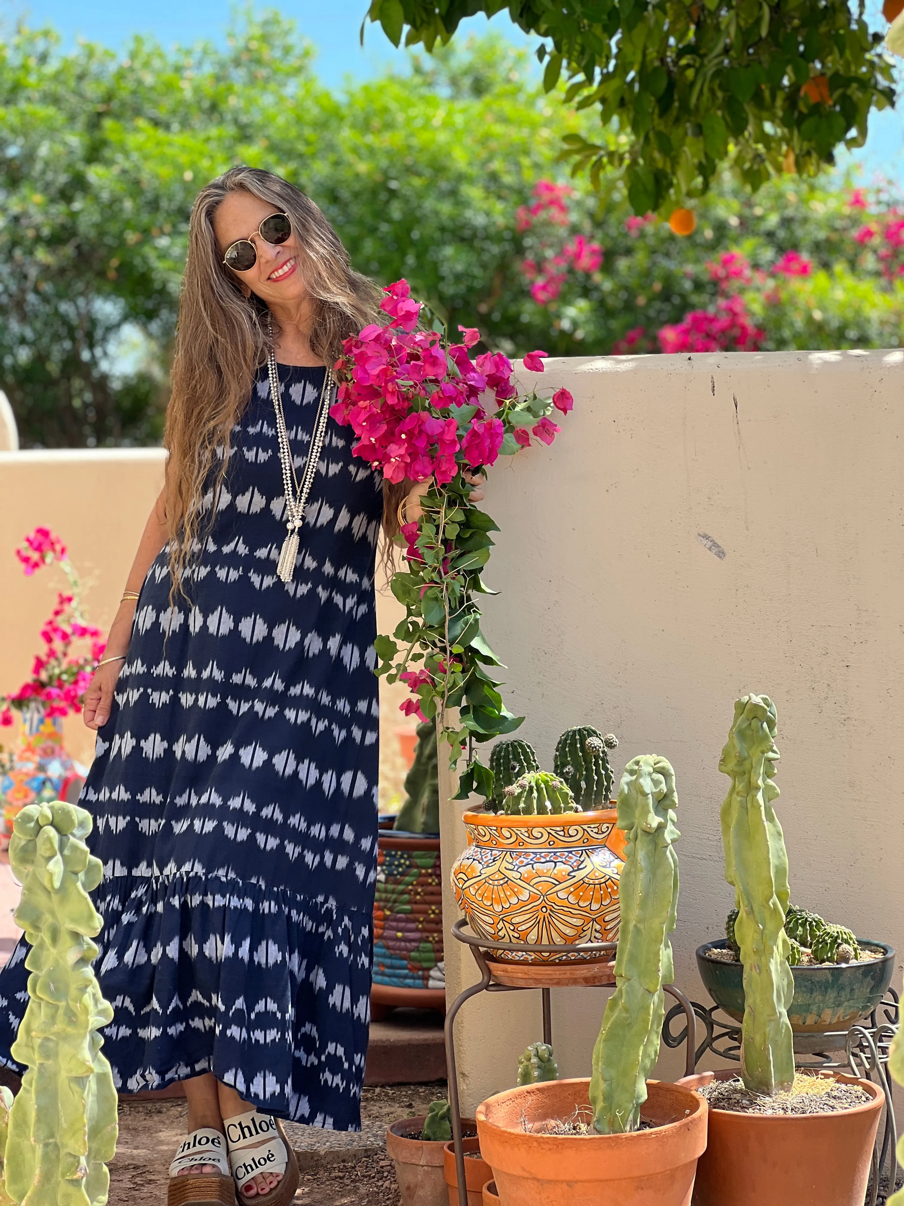 Mumbai Cotton Ikat Mermaid Dress Handwoven Sleeveless FINAL SALE