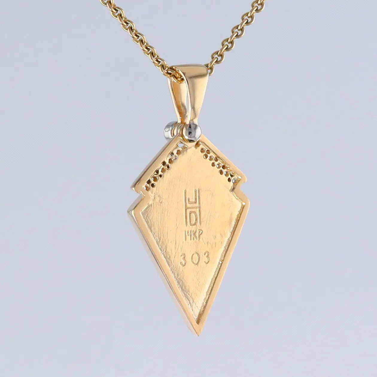 Opal Pendant Inlaid Kite Design with .19ctw Round Diamonds