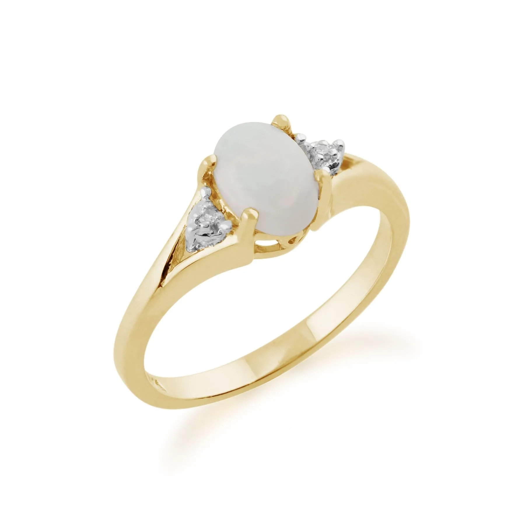 Ovaler Opal & Diamant Ring in 9ct Gelb Gold