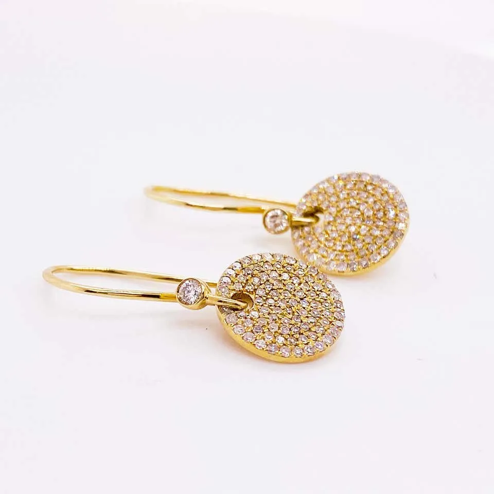 Pave Diamond Circle Dangle Earrings