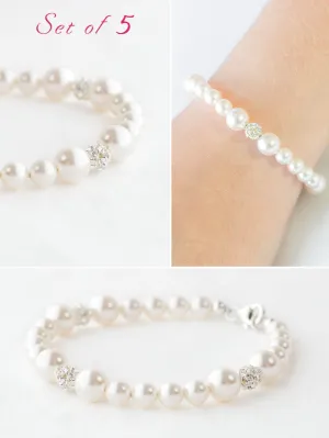 Pearl Bridesmaid Bracelet Set of 5, Bridesmaid Jewelry Set of 5