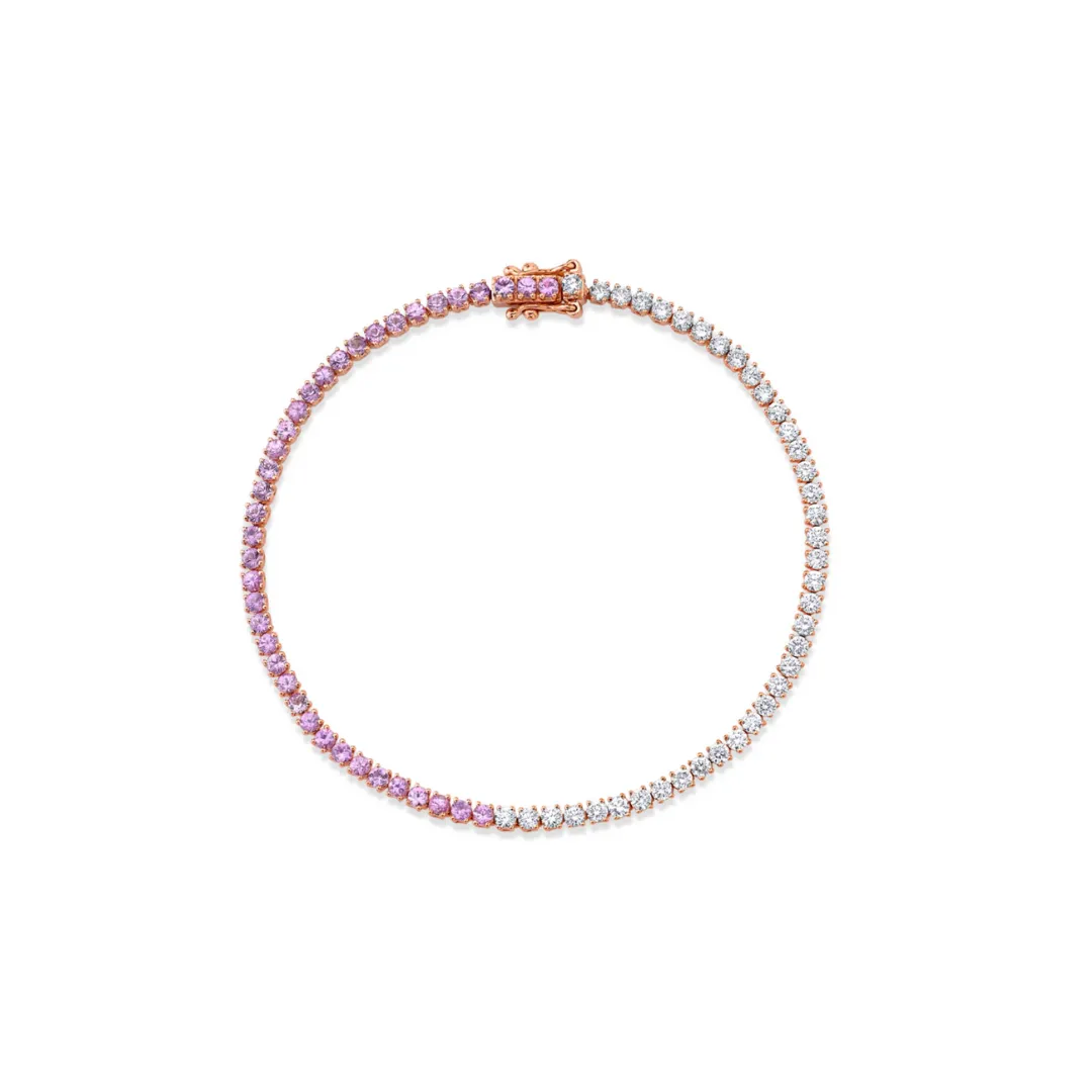 Pink Sapphire and Diamond Tennis Bracelet
