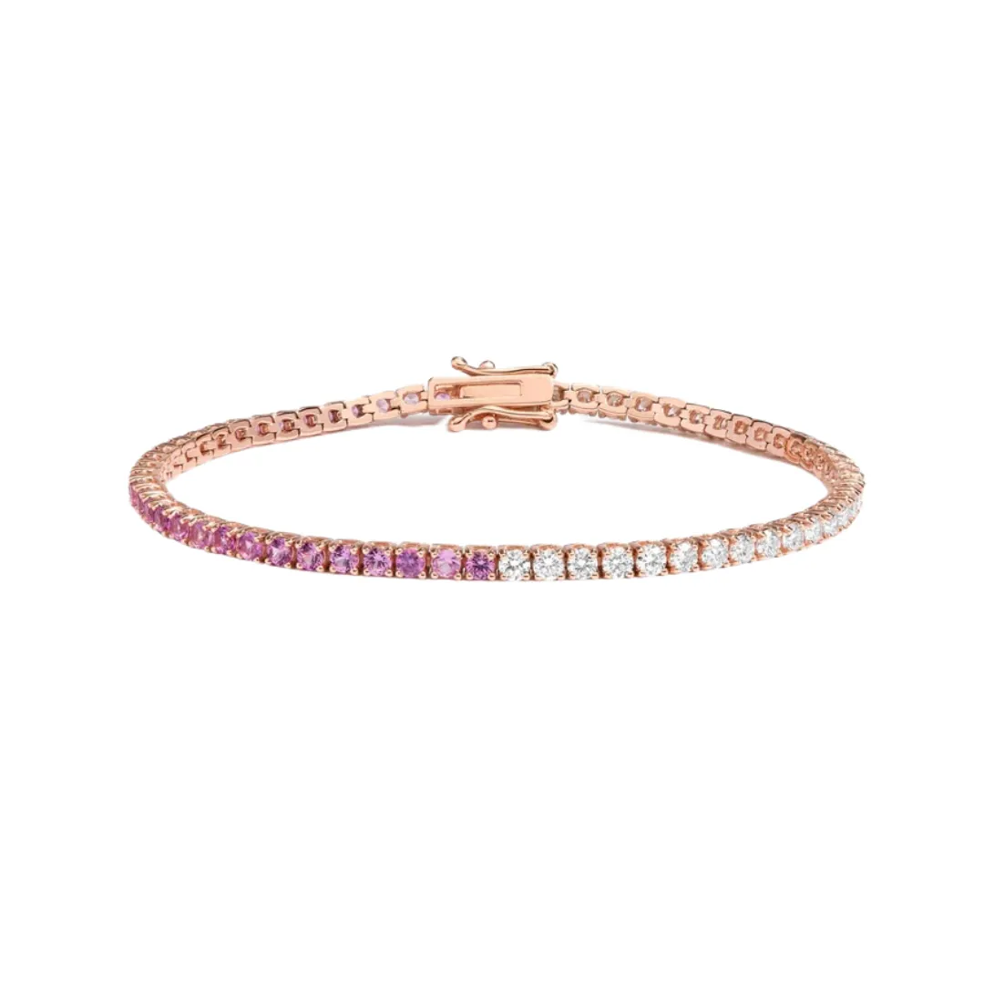 Pink Sapphire and Diamond Tennis Bracelet