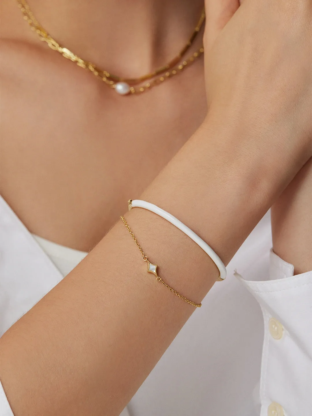Rhombus Mother Of Pearl Bracelet