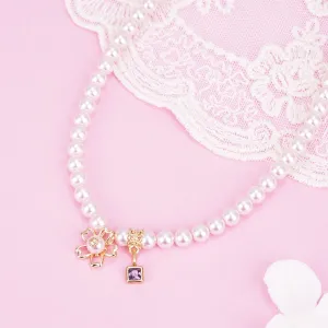 Sakura Charms Personalized Birthstone Girl's Pink Pearl Necklace