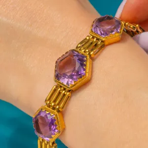 Victorian 9ct Gold Amethyst Bracelet